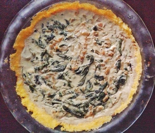 cheesy polenta greens pie