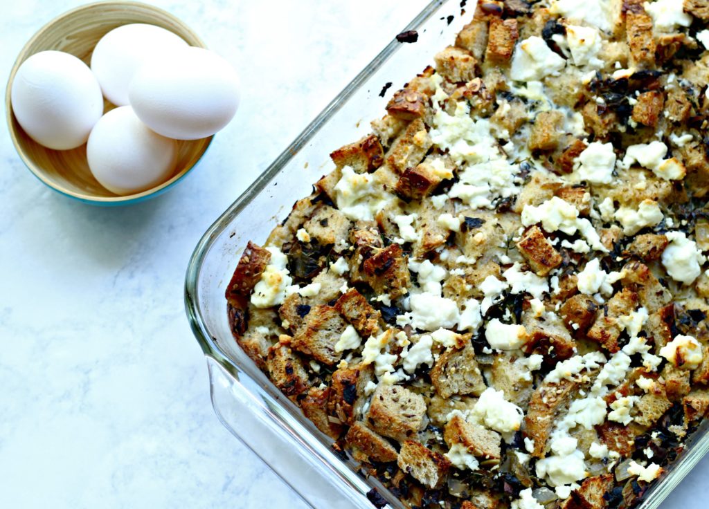 savory bread pudding with eggs