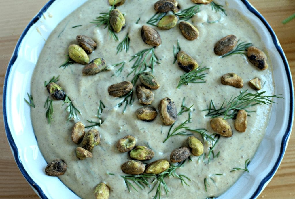 bowl of pistachio soup