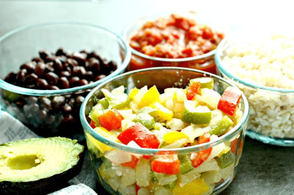 burrito bowl meal prep ingredients