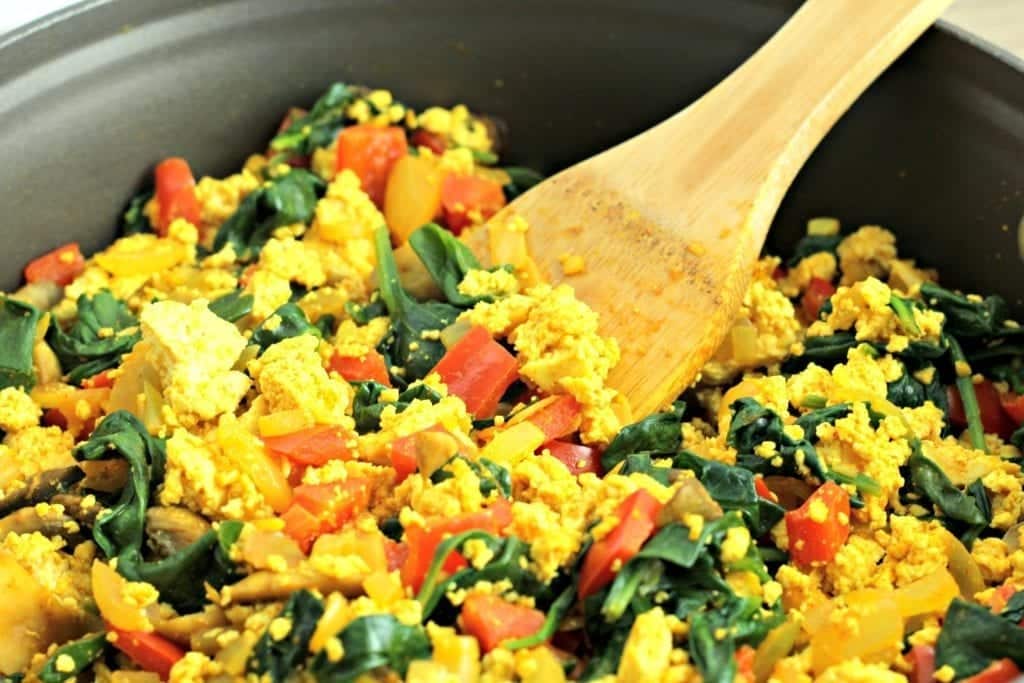 tofu scramble in skillet