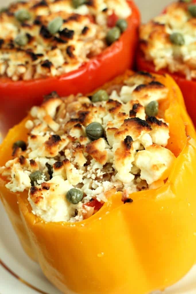 greek stuffed peppers close up