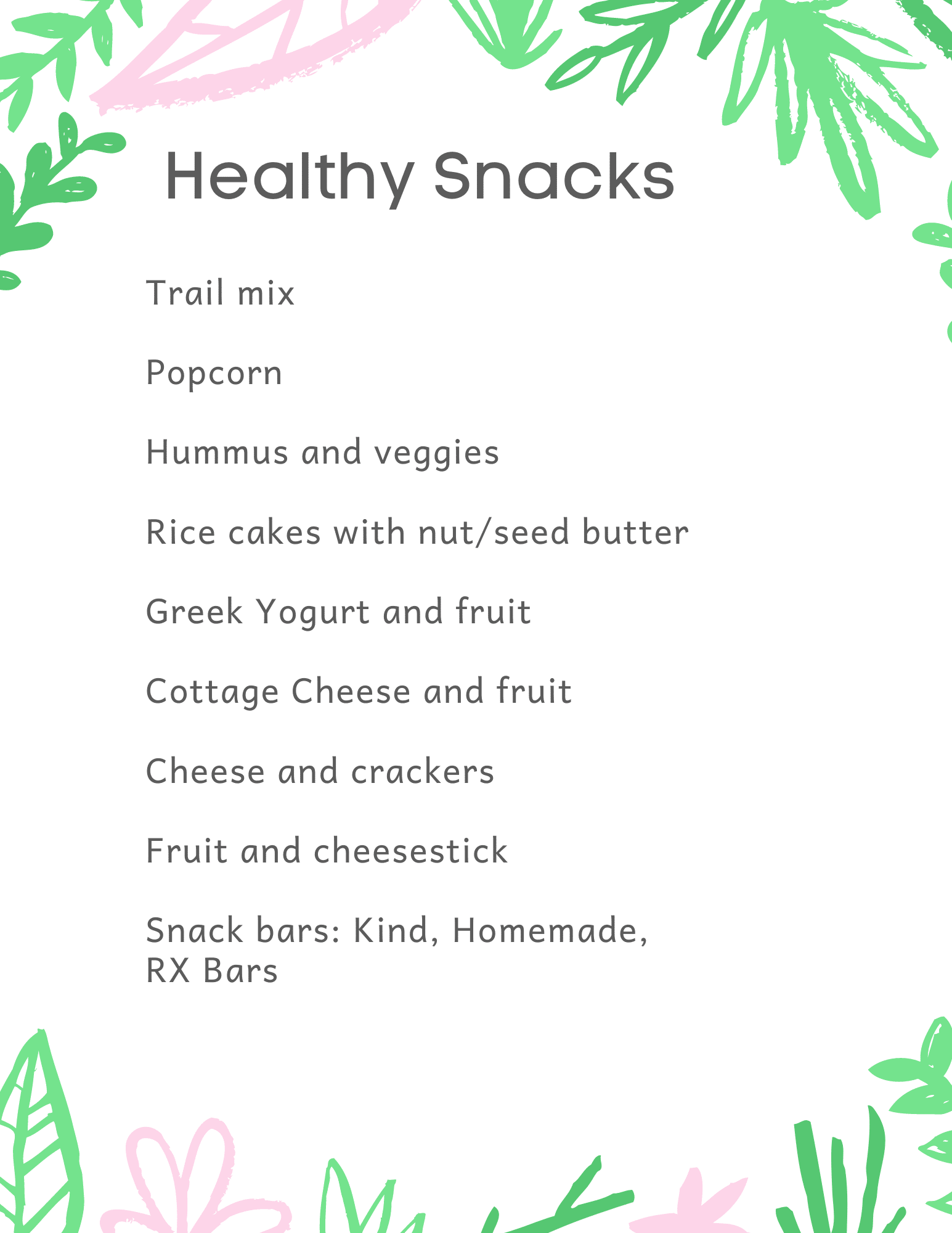 healthy snack list